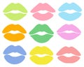Set lips silhouettes colorful vector illustration